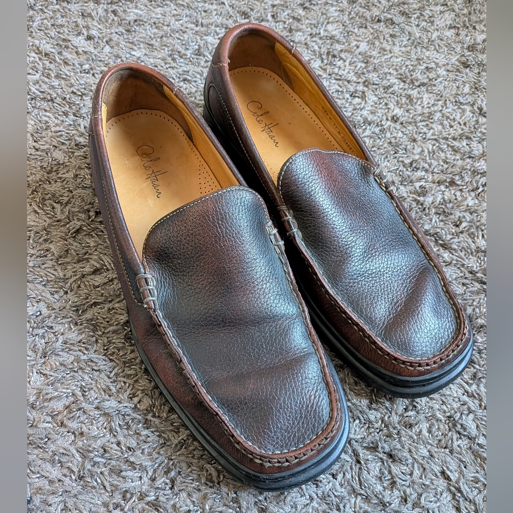Cole Haan Nike Air Brown Leather Slip On Loafers Men's Sz 11